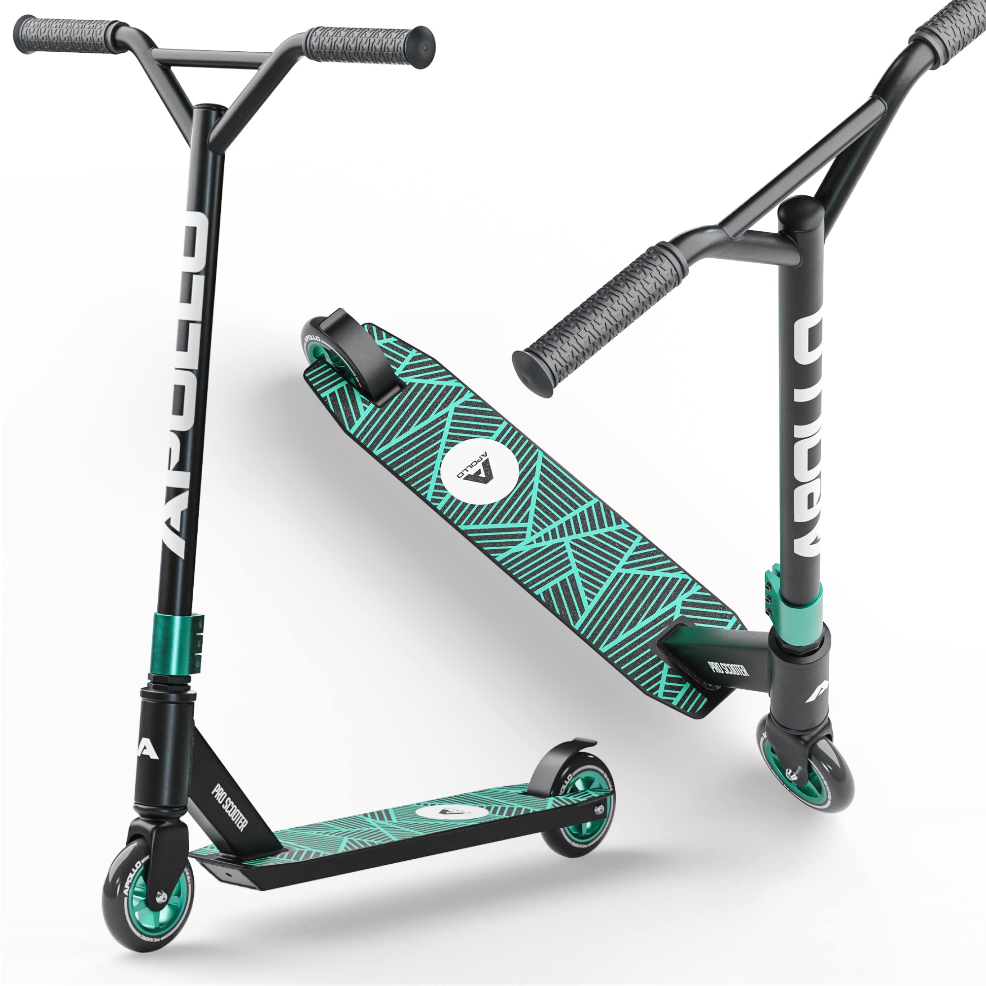 Apollo Genius Pro Stunt Scooter Schwarz/Grün – Kinder Scooter ab 6 Jahren