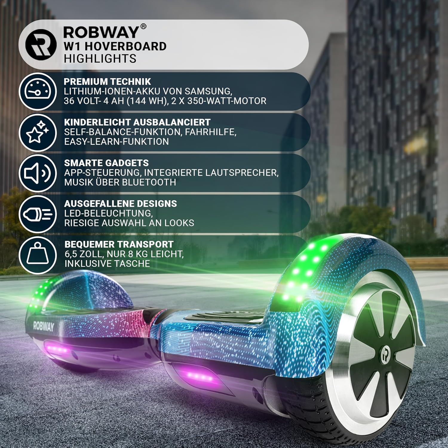 Robway W1 Hoverboard Ansicht 3