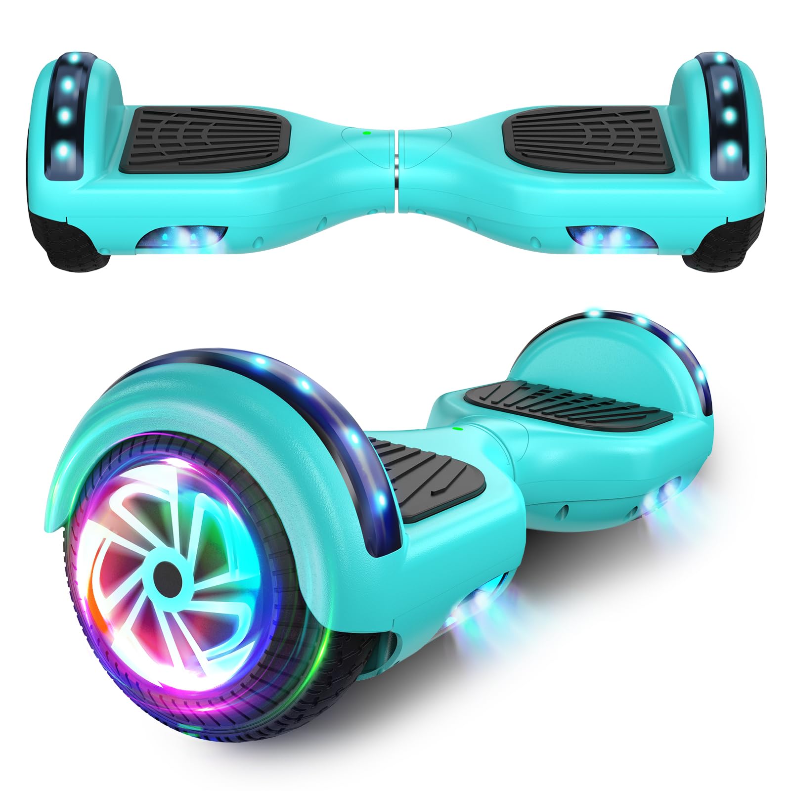 SISIGAD Hoverboard Off-Road mit Bluetooth-Lautsprecher & LED-Leuchten – Self-Balancing, blinkende Räder, für Kinder & Jugendliche